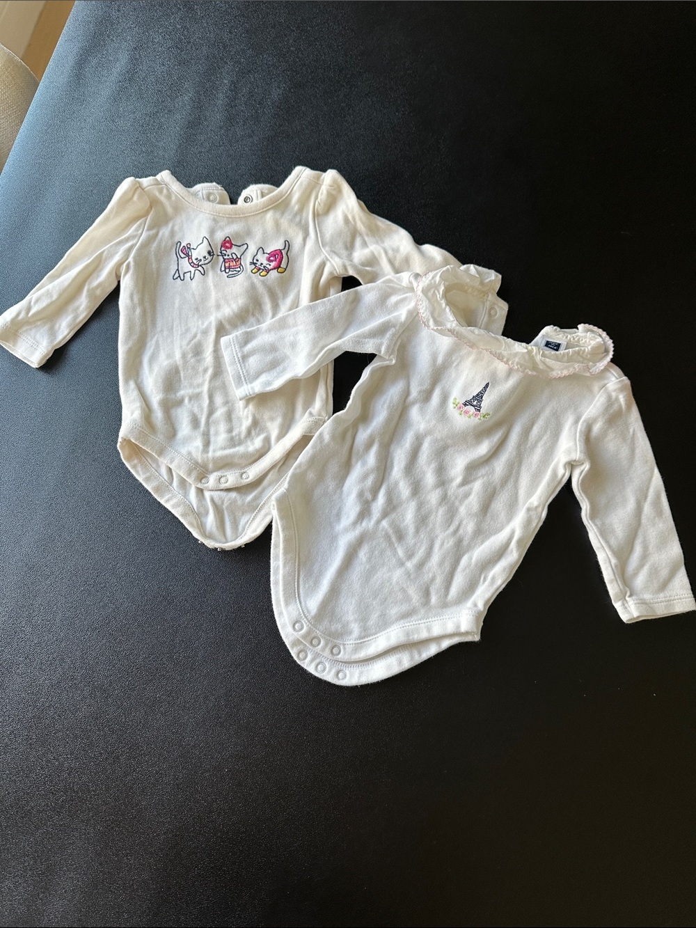 Gymboree and Janie&Jack bundle: Cream Long-Sleeve Baby Bodysuits with Embroidery